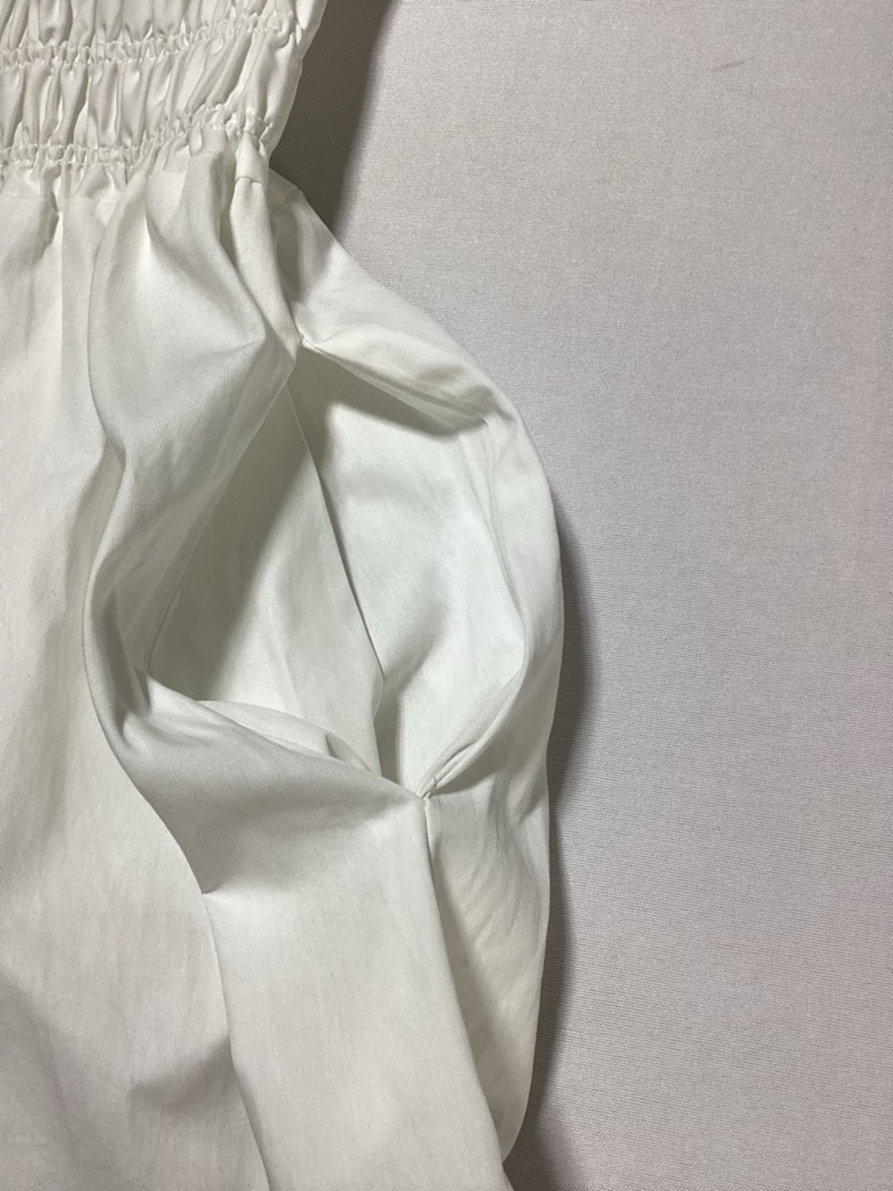 White Short Sleeve Mini Shirt Dress with Smocked Waist - Picture 4 of 12